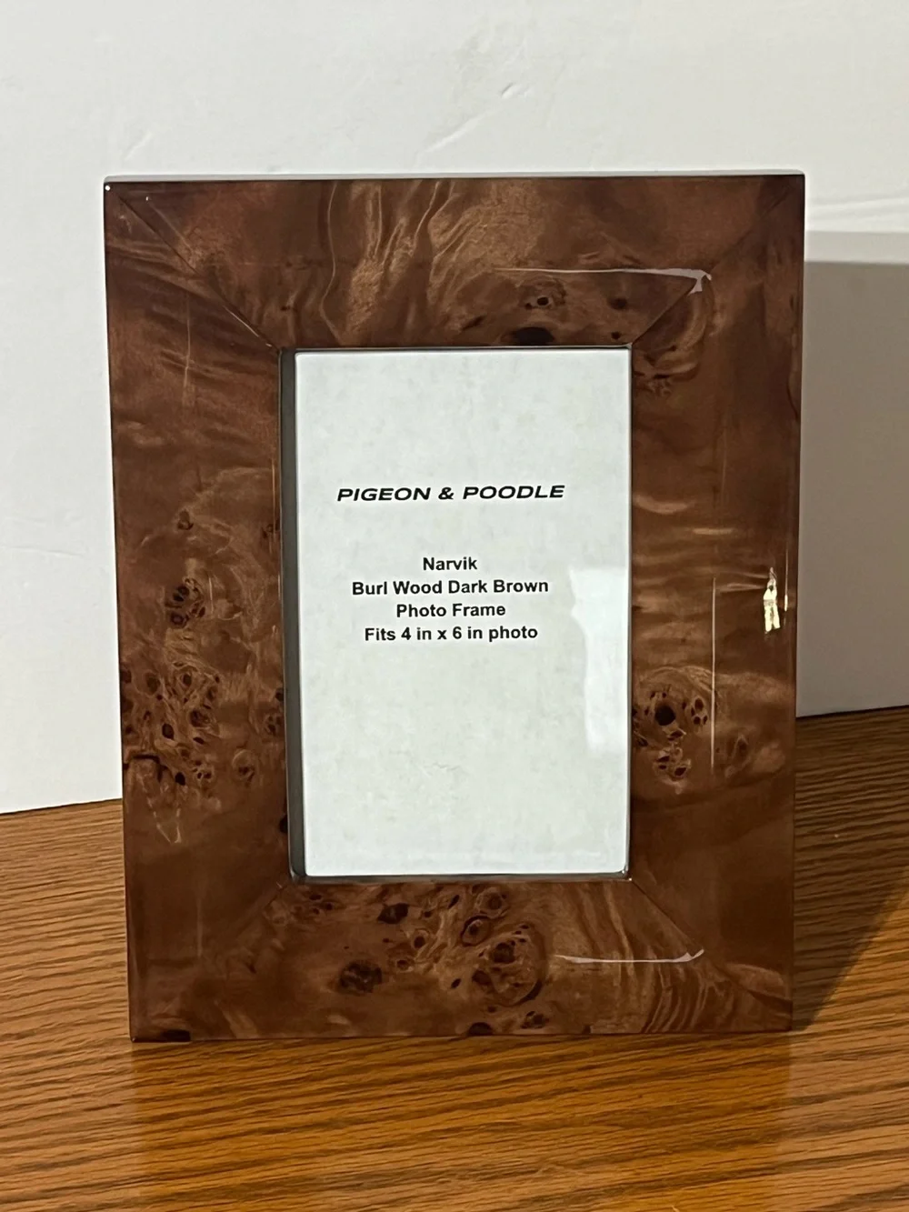 Pigeon & Poodle Narvik Burl Wood Dark Brown Photo Frame Tabletop 4x6